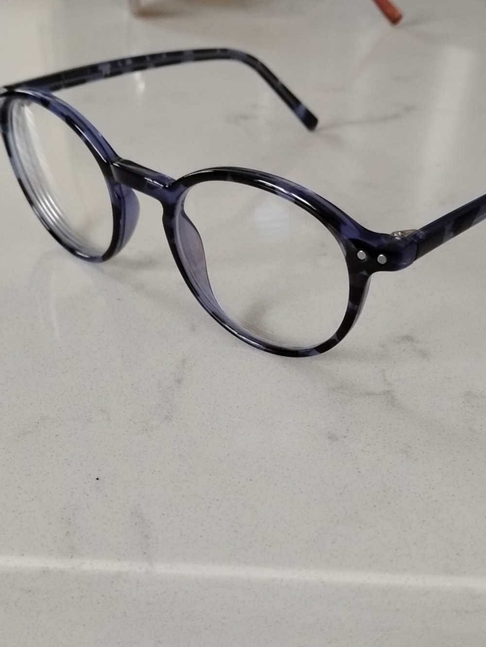 Source Unknown Round Acetate Glasses in Dark Blue Tortoise
